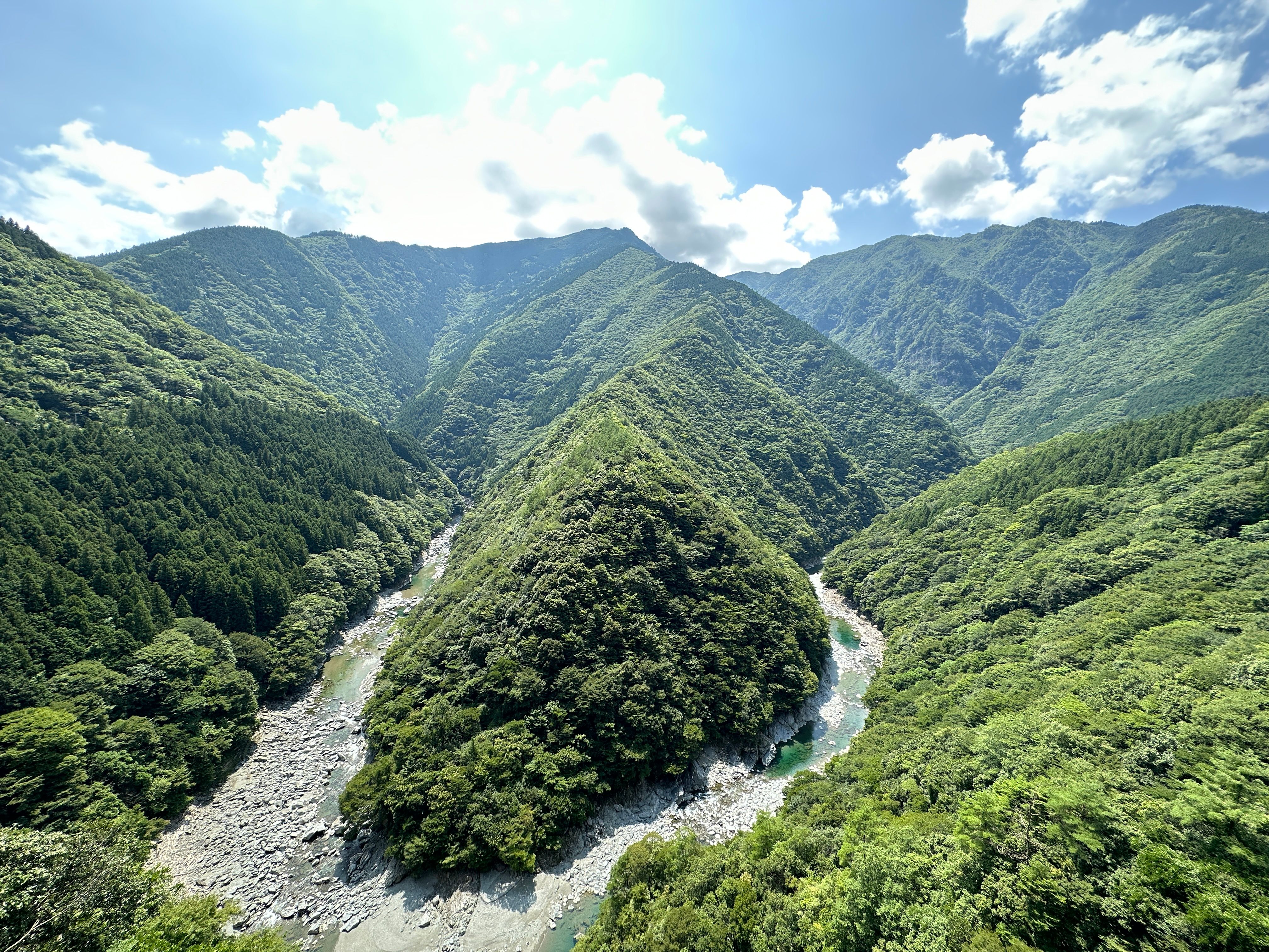 IMG_7560從上往下俯瞰，祖谷川在山谷之間呈現成日文字「ひ」的形狀，因此被稱為「ひ字溪谷」。.JPG